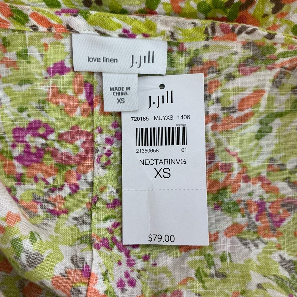 J Jill Love Linen Shift Dress Multicolor Floral Summer Size XS - Picture 6 of 7